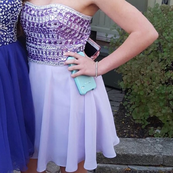 Dresses & Skirts - Strapless Homecoming / Prom Dress Beaded Lavender